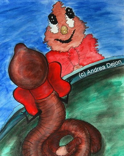 Illustrationen vom kleinen Wurm als Schmunzelkärtchen